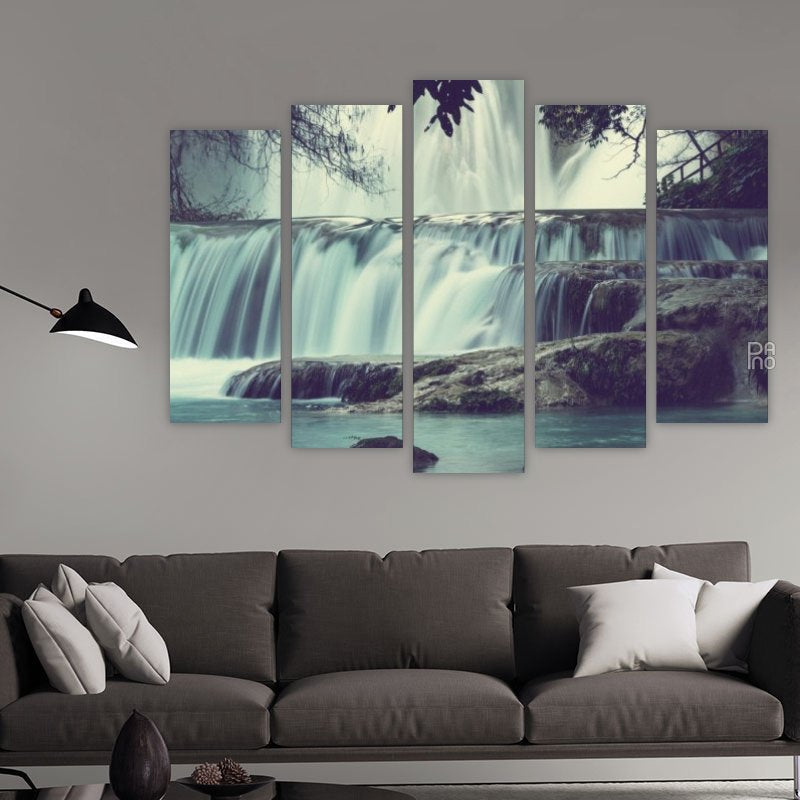 Waterfalls in the Forest – five-piece modular wall art