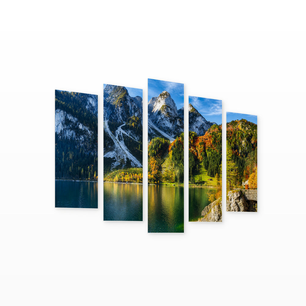 Edge of the Forest in Serene Light — five-panel wall art on white background in perspective | 5wallart 54328 M1