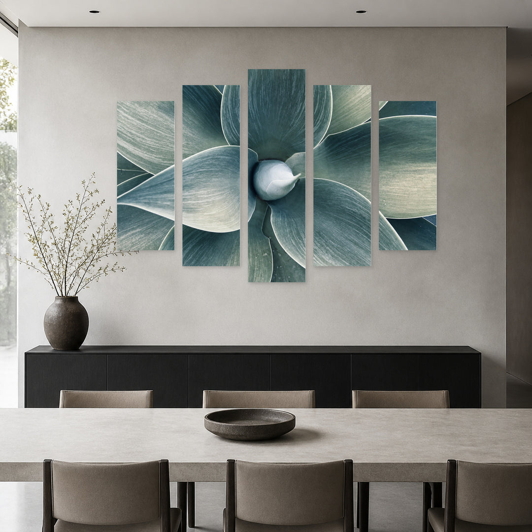Century Plant in Soft Pastels — five-panel wall art in frontal interior | 5wallart 54376 M3