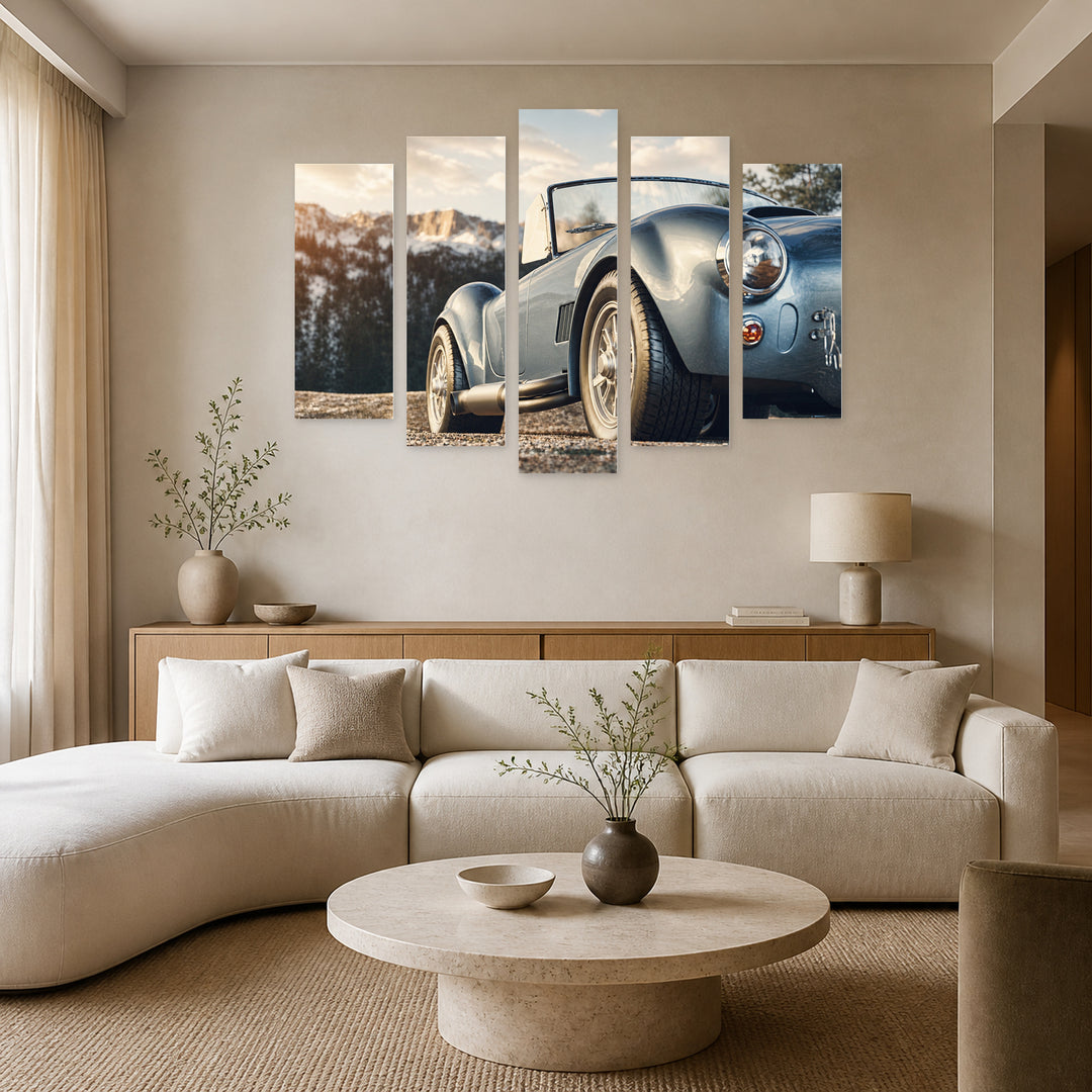 Vintage Car with Dreamlike Atmosphere — five-panel wall art in frontal interior | 5wallart 54407 M3