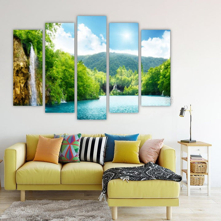 Waterfalls in the Forest – five-piece modular wall art