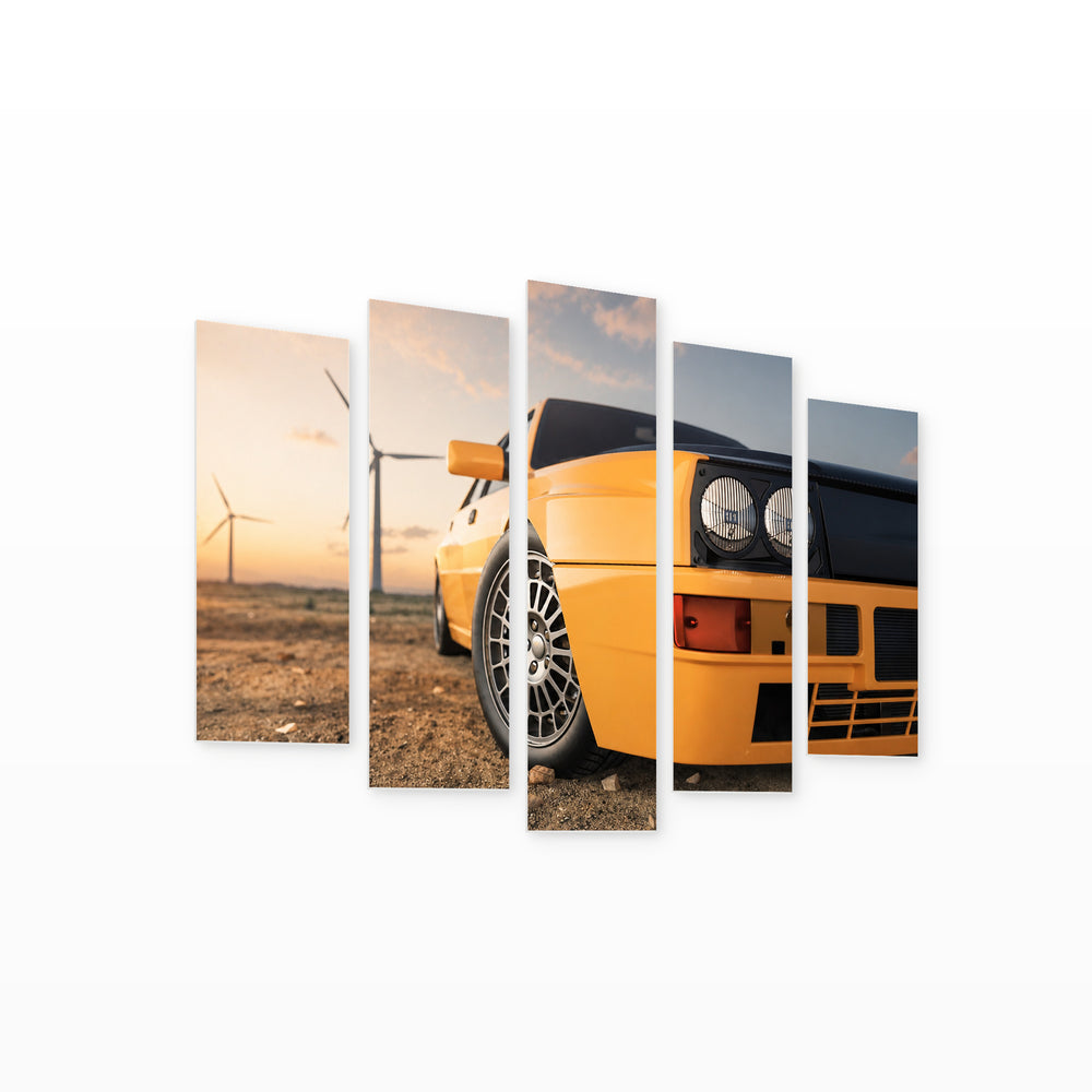 Sports Car Art Study — five-panel wall art on white background in perspective | 5wallart 54436 M1