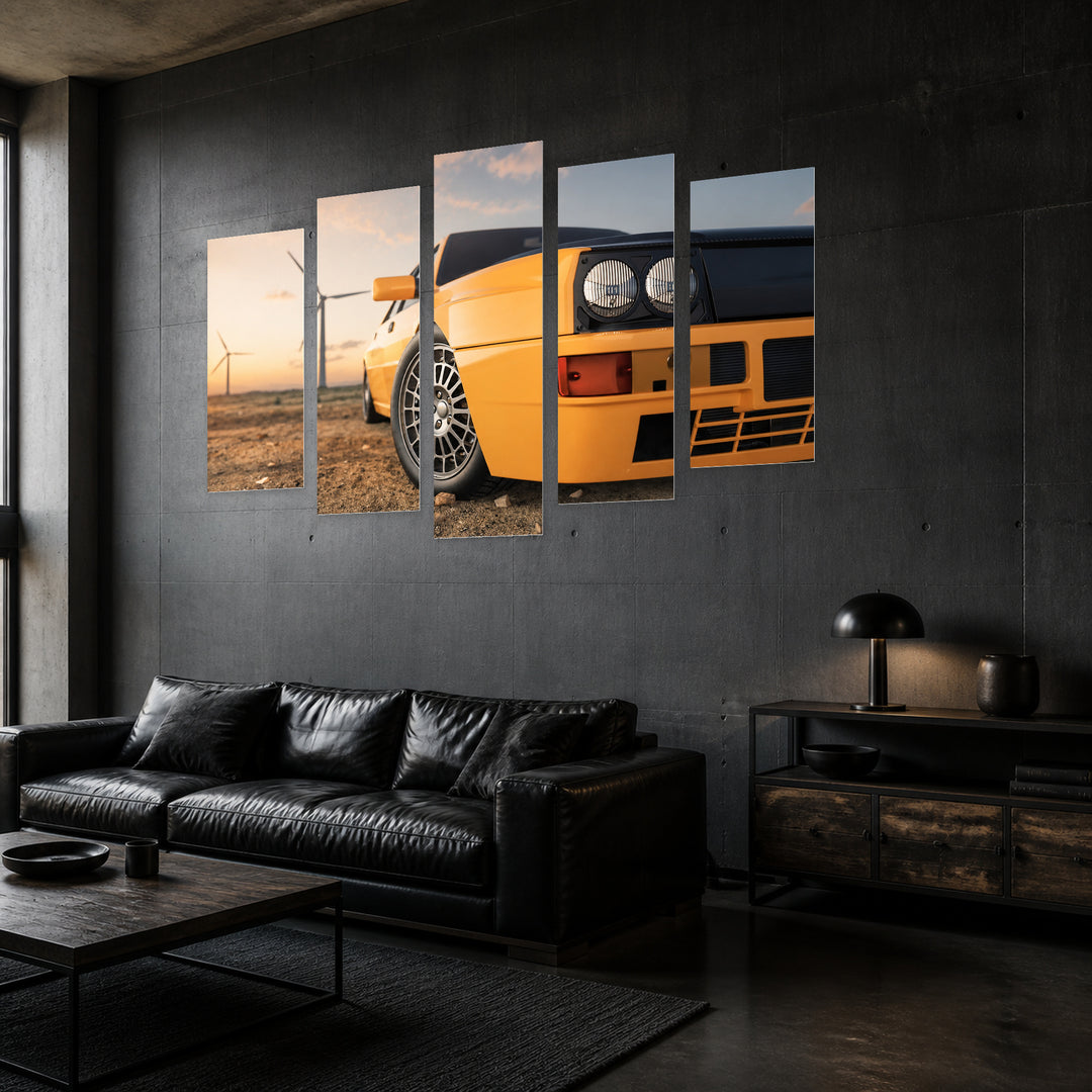 Sports Car Art Study — five-panel wall art in perspective interior | 5wallart 54436 M2
