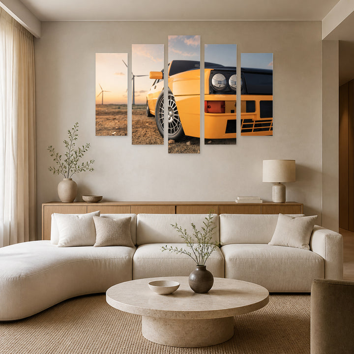 Sports Car Art Study — five-panel wall art in alternate frontal interior | 5wallart 54436 M4