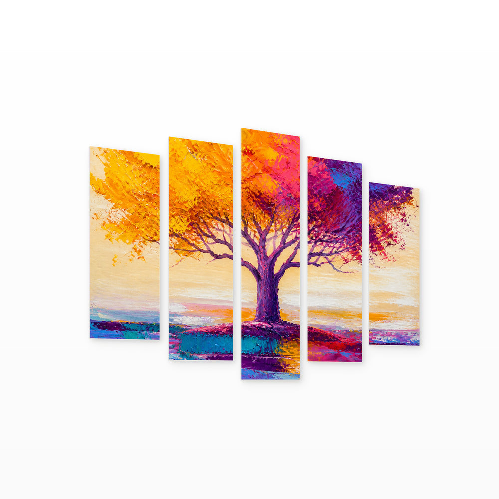 Landscape in Serene Light — five-panel wall art on white background in perspective | 5wallart 54441 M1