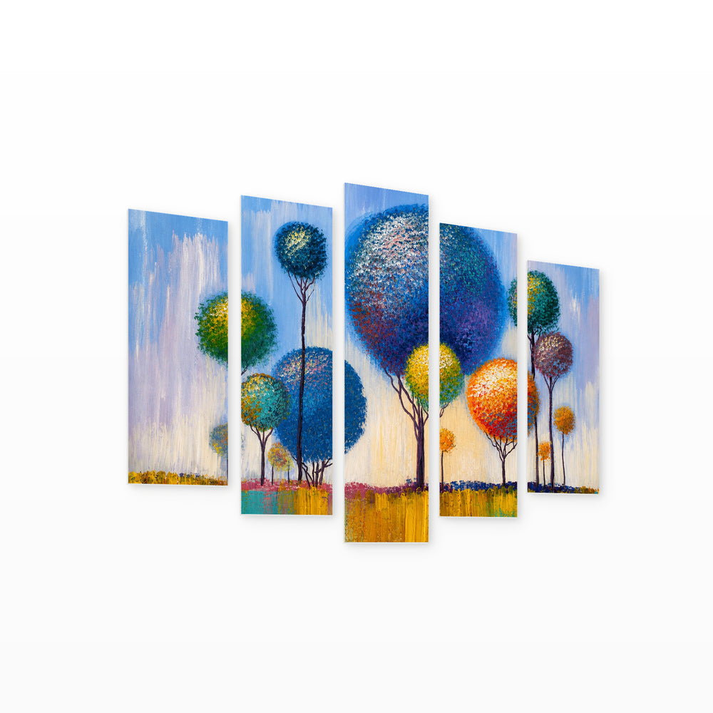 Landscape with Dreamlike Atmosphere — five-panel wall art on white background in perspective | 5wallart 54465 M1