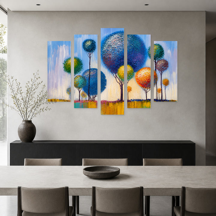 Landscape with Dreamlike Atmosphere — five-panel wall art in alternate frontal interior | 5wallart 54465 M4