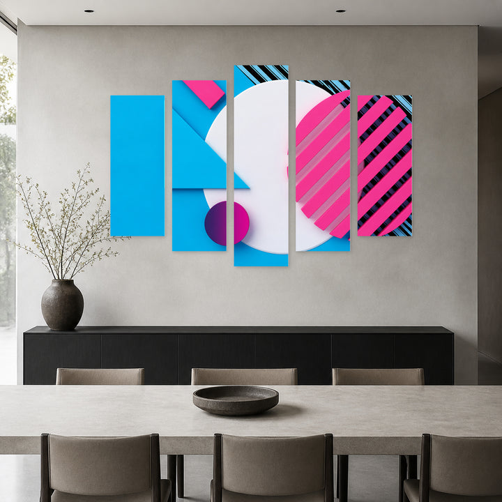 Minimalist Abstract Background with Geometric Rhythm — five-panel wall art in alternate frontal interior | 5wallart 54471 M4