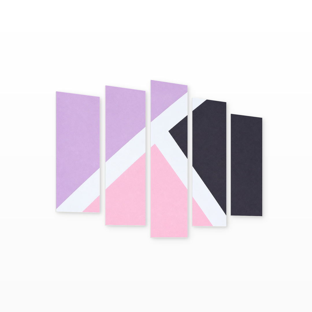 Minimalist Modern Background with Geometric Rhythm — five-panel wall art on white background in perspective | 5wallart 54473 M1