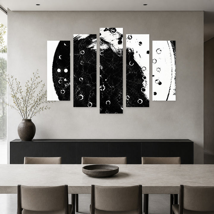 Texture with Scratches and Cracks Modern Composition — five-panel wall art in frontal interior | 5wallart 54474 M3