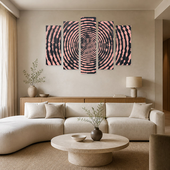 Geometric Abstract Background in Serene Light — five-panel wall art in frontal interior | 5wallart 54479 M3