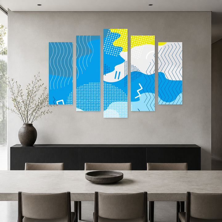 Playground Banner Playful Illustration — five-panel wall art in frontal interior | 5wallart 54480 M3