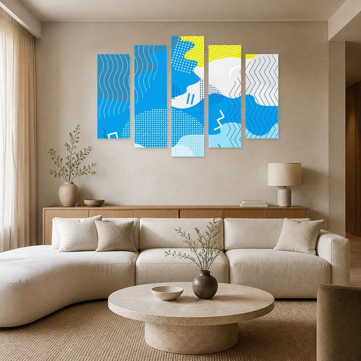 Playground Banner Playful Illustration — five-panel wall art in alternate frontal interior | 5wallart 54480 M4