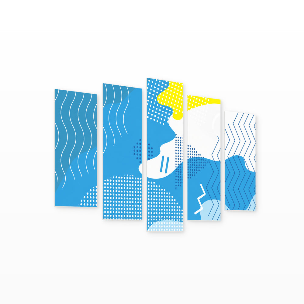 Abstract Design with Dramatic Contrast — five-panel wall art on white background in perspective | 5wallart 54481 M1