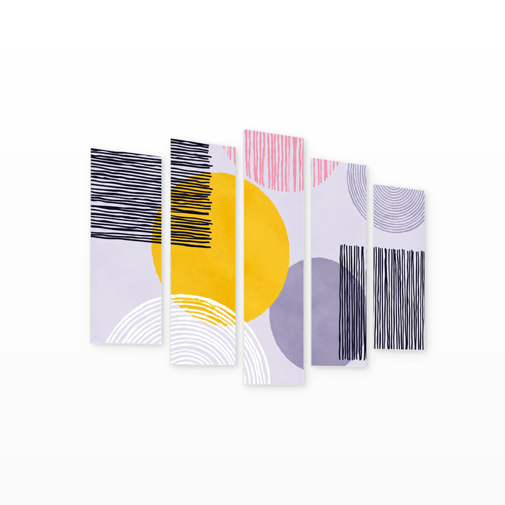 Abstract Mosaic Background Modern Composition — five-panel wall art on white background in perspective | 5wallart 54484 M1