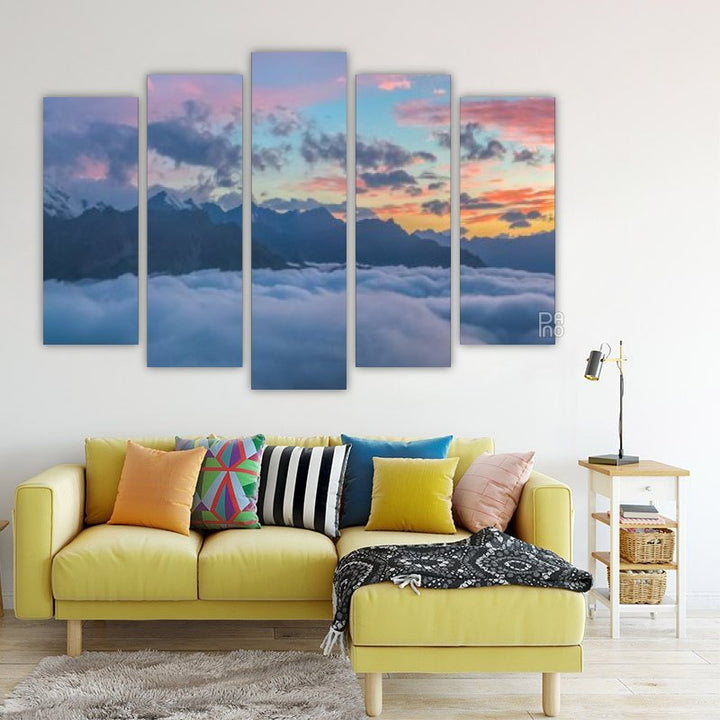 Sunset over the mountain – five-piece modular wall art
