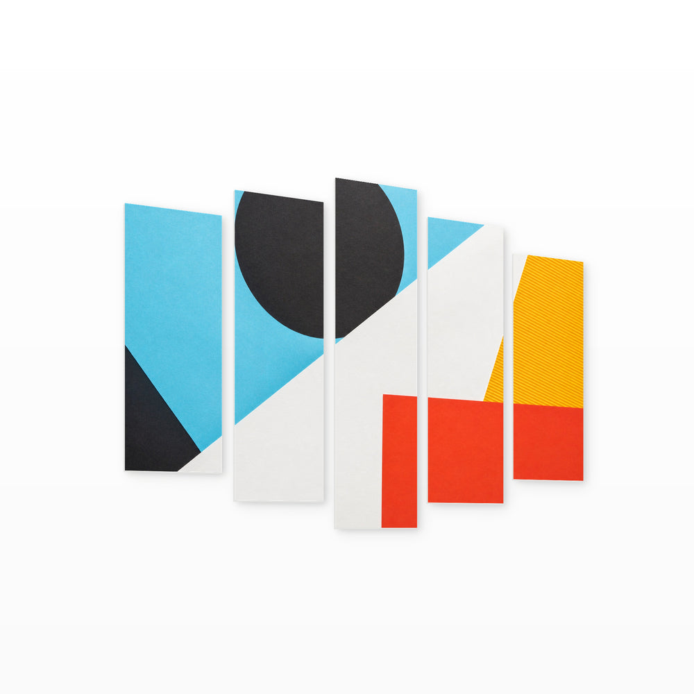 Colorful Abstract Geometric Background Modern Composition — five-panel wall art on white background in perspective | 5wallart 54498 M1