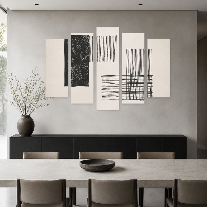 Abstract Composition Modern Composition — five-panel wall art in alternate frontal interior | 5wallart 54499 M4