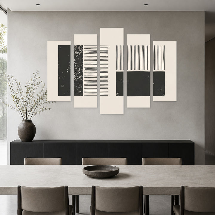 Abstract Aesthetic Composition in Serene Light — five-panel wall art in alternate frontal interior | 5wallart 54503 M4