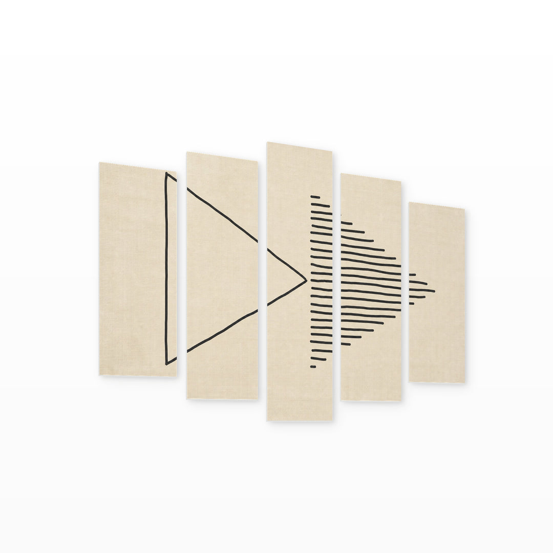 Abstract Creative Composition with Geometric Rhythm — five-panel wall art on white background in perspective | 5wallart 54504 M1