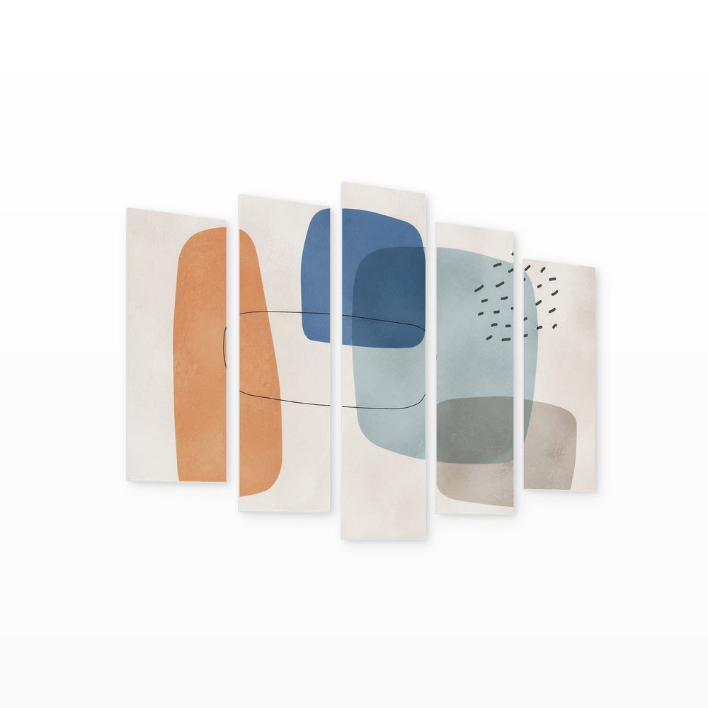 Minimalist Design with Abstract Shapes with Geometric Rhythm — five-panel wall art on white background in perspective | 5wallart 54516 M1