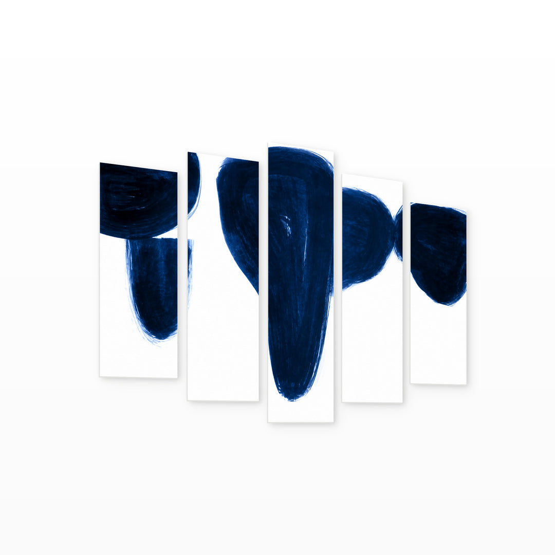 Abstract Graphic with Geometric Rhythm — five-panel wall art on white background in perspective | 5wallart 54530 M1