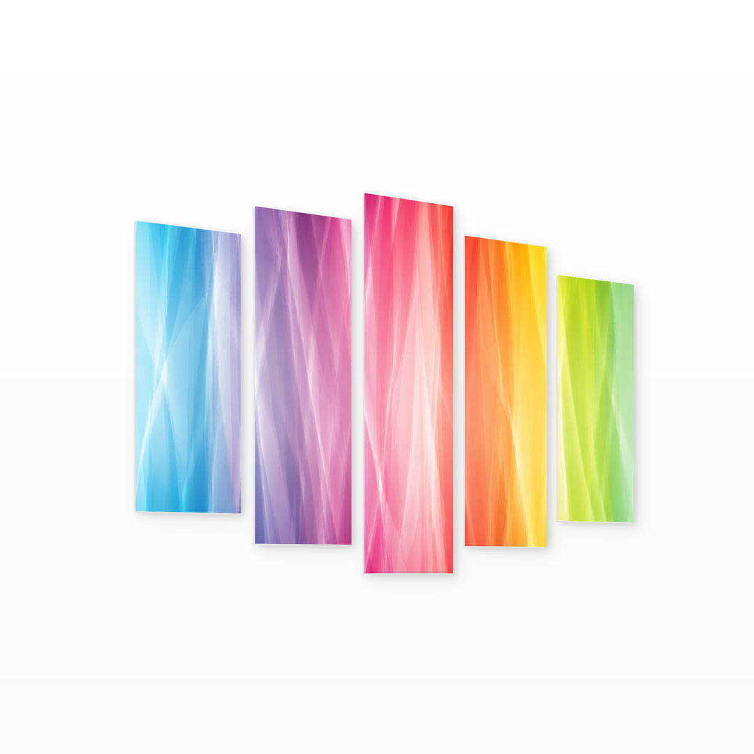 Color Spectrum Background with Dreamlike Atmosphere — five-panel wall art on white background in perspective | 5wallart 54531 M1