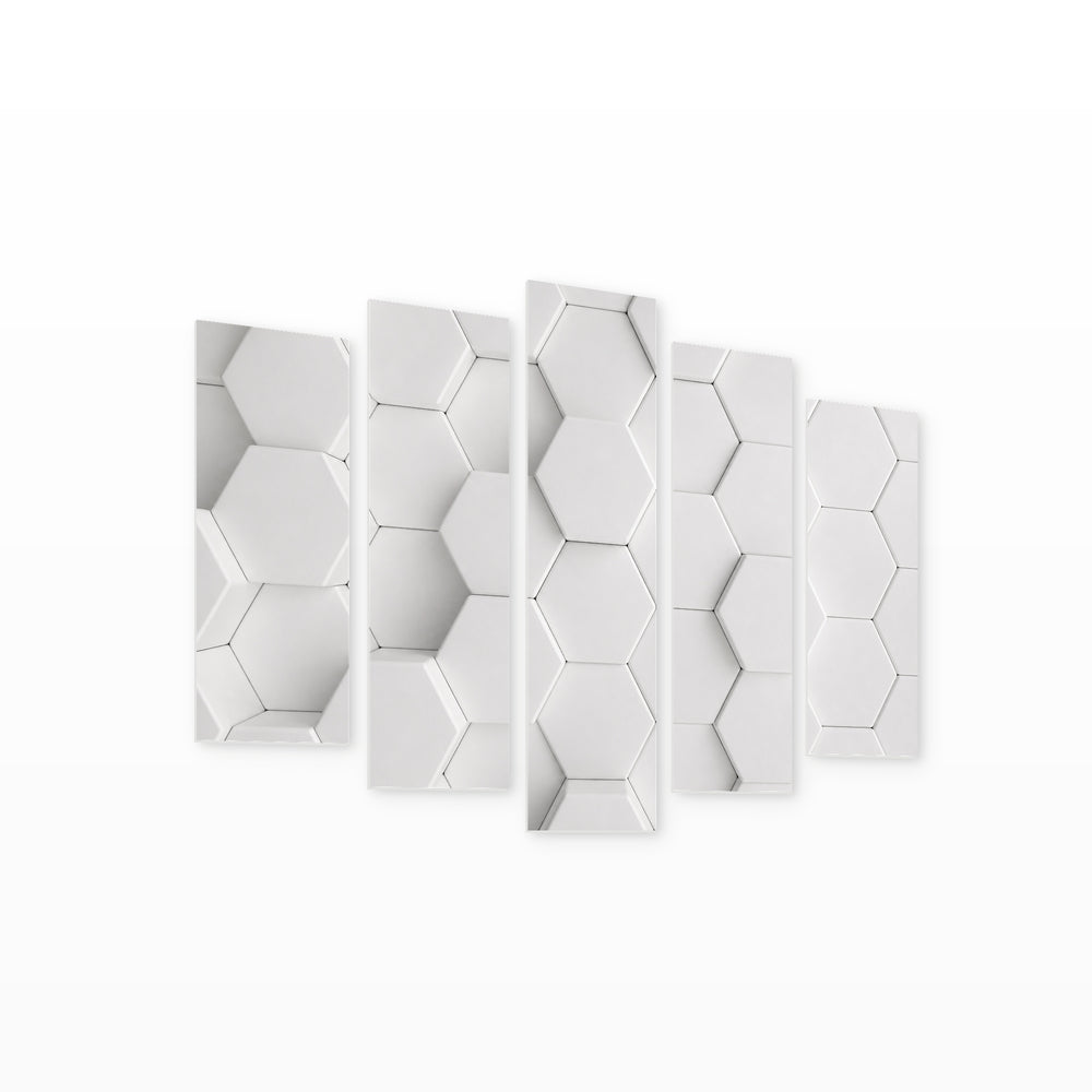 Geometric Background in Serene Light — five-panel wall art on white background in perspective | 5wallart 54534 M1