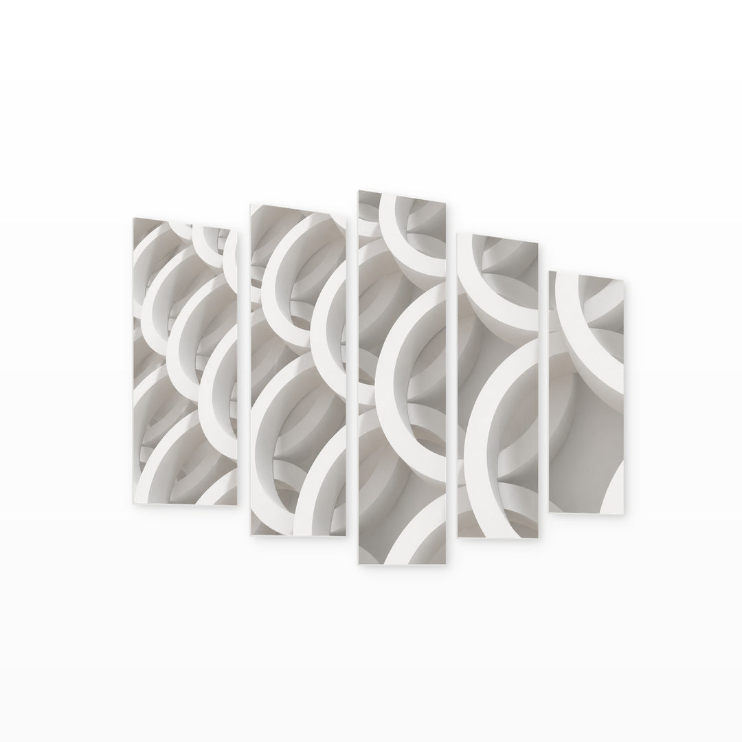 Abstract Geometric Background in Serene Light — five-panel wall art on white background in perspective | 5wallart 54539 M1
