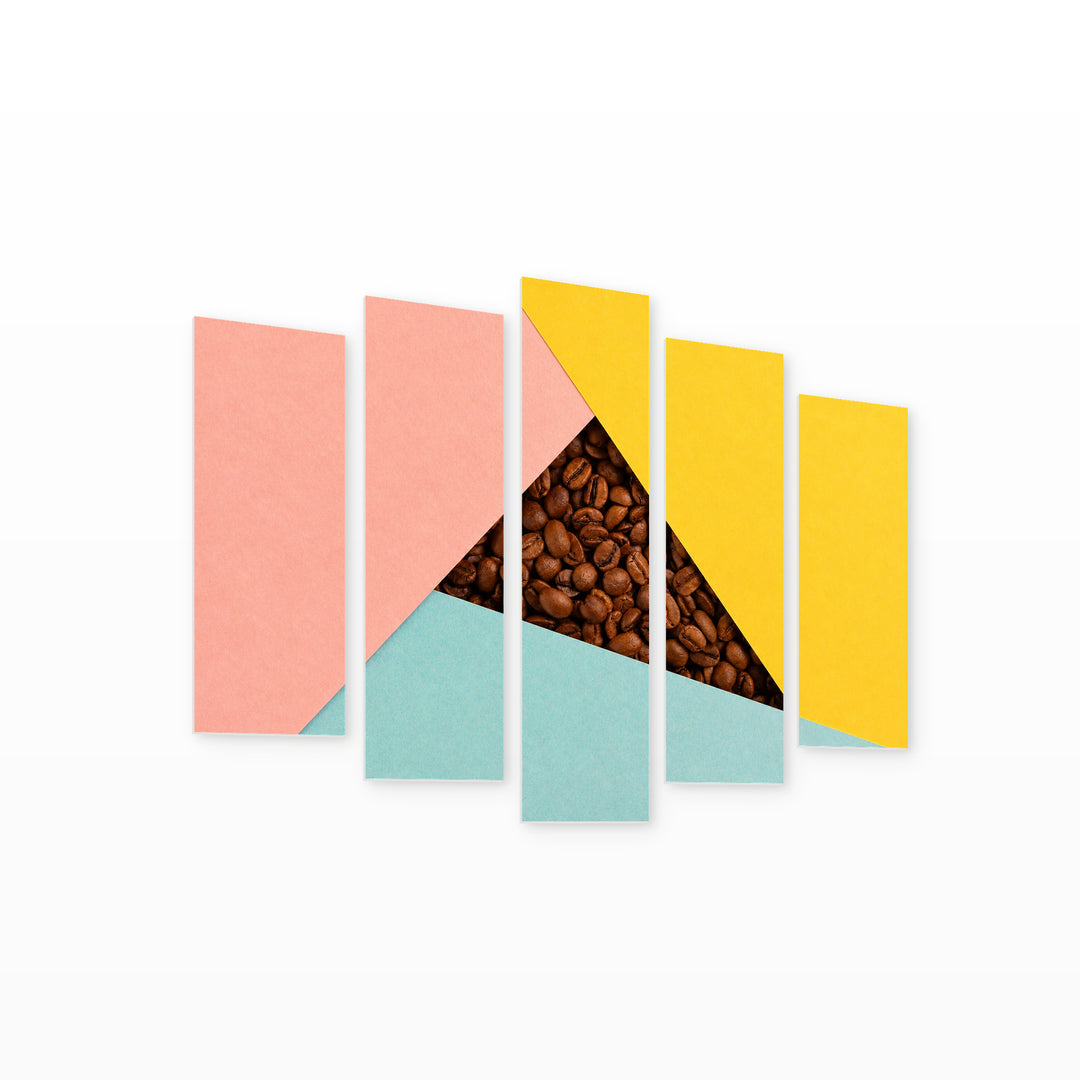 Composition with Coffee Still Life — five-panel wall art on white background in perspective | 5wallart 54543 M1