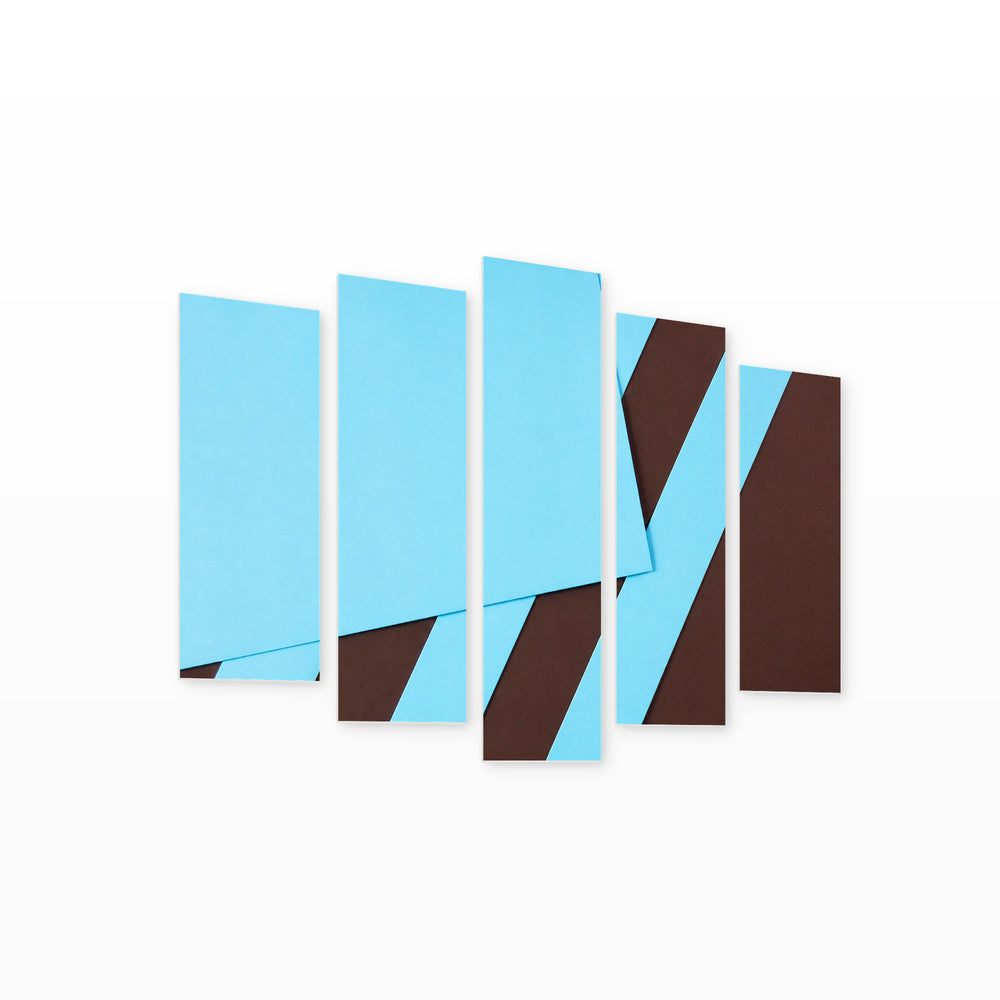 Abstract Blue Lines in Serene Light — five-panel wall art on white background in perspective | 5wallart 54546 M1