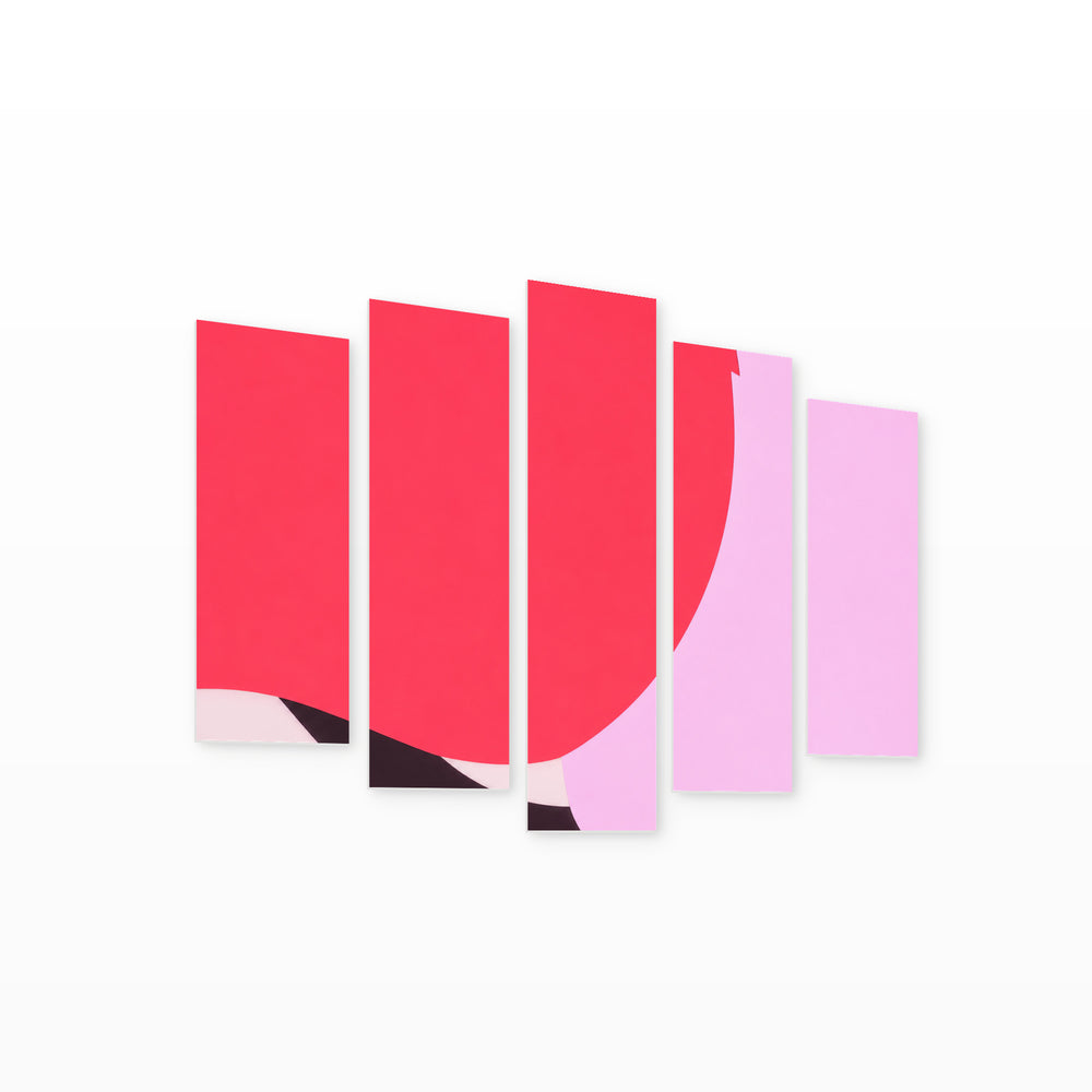 Abstract Bright Background in Vivid Color — five-panel wall art on white background in perspective | 5wallart 54550 M1