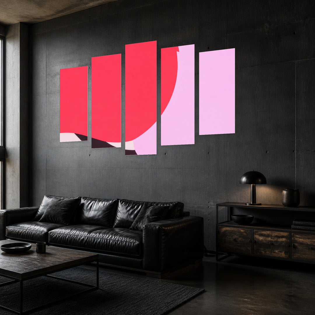 Abstract Bright Background in Vivid Color — five-panel wall art in perspective interior | 5wallart 54550 M2
