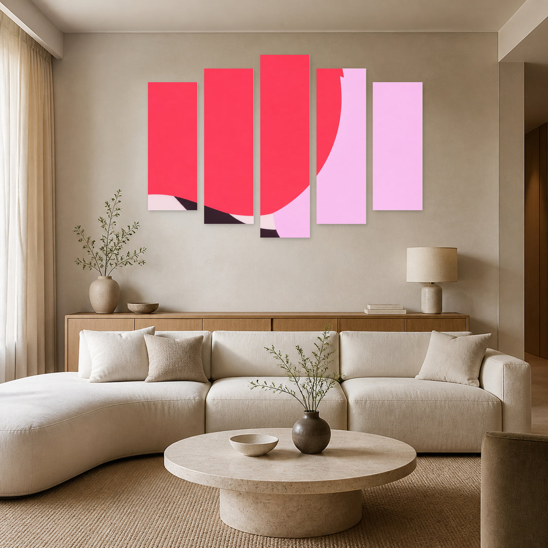 Abstract Bright Background in Vivid Color — five-panel wall art in alternate frontal interior | 5wallart 54550 M4