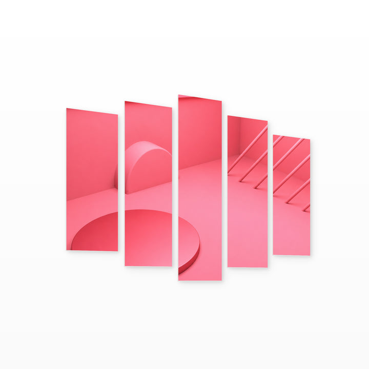 Abstract Background with Geometry with Dramatic Contrast — five-panel wall art on white background in perspective | 5wallart 54552 M1
