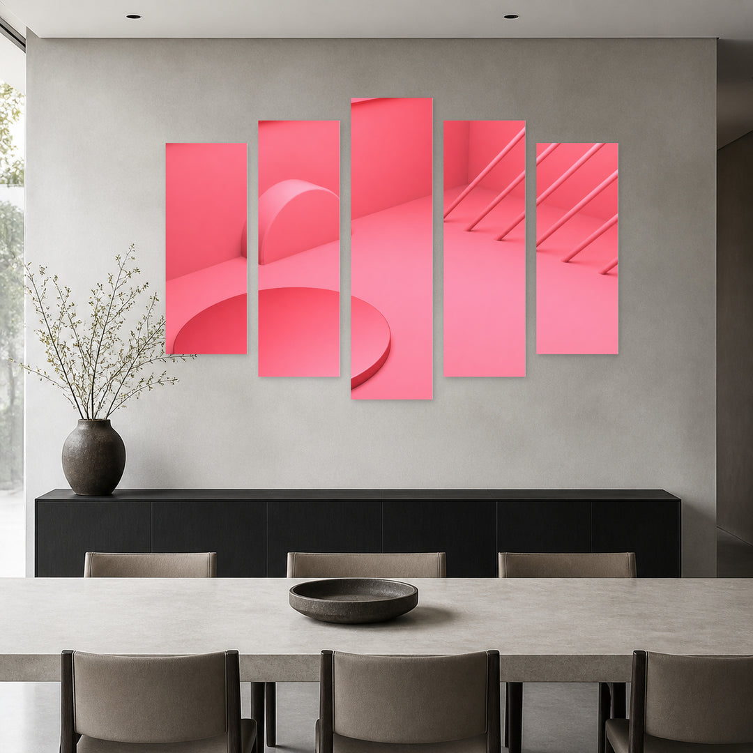 Abstract Background with Geometry with Dramatic Contrast — five-panel wall art in frontal interior | 5wallart 54552 M3