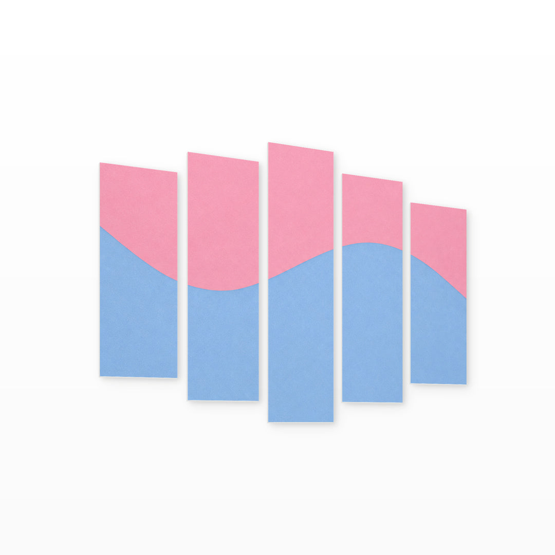 Pastel Background with Geometric Rhythm — five-panel wall art on white background in perspective | 5wallart 54554 M1