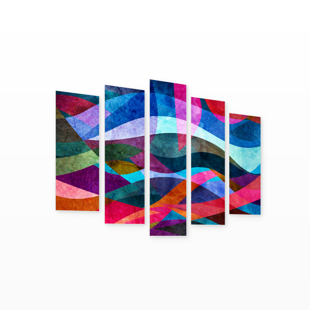 Bright Abstract Background at Night — five-panel wall art on white background in perspective | 5wallart 54559 M1