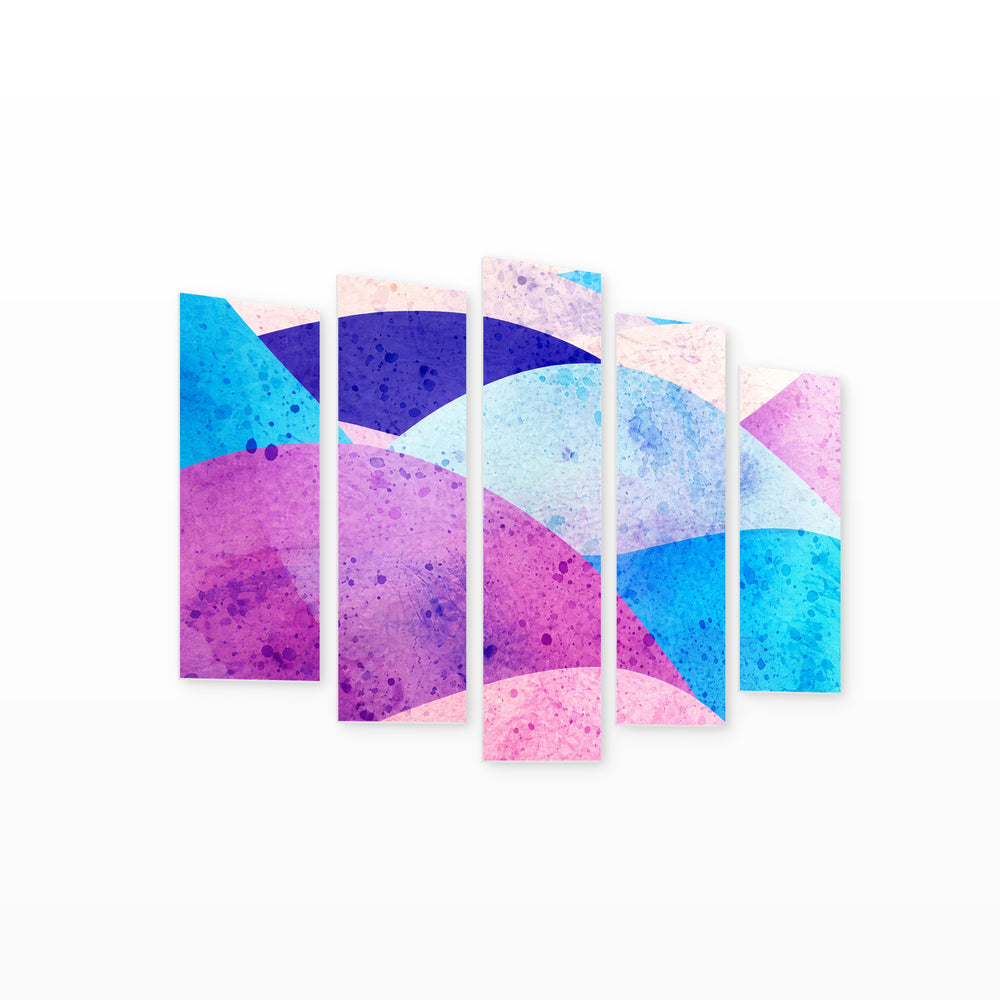 Abstract Bright Background in Vivid Color II — five-panel wall art on white background in perspective | 5wallart 54563 M1