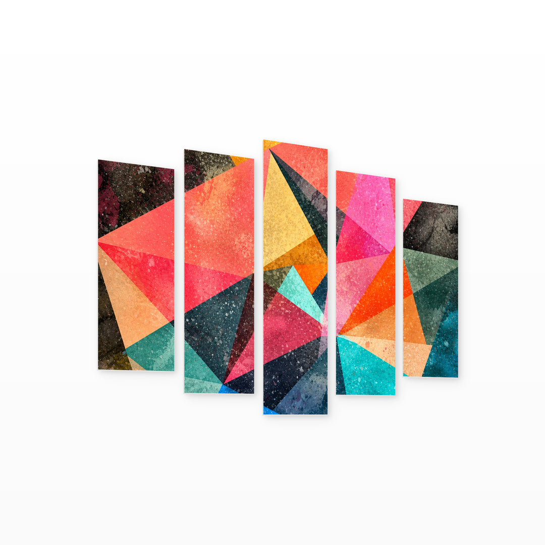 Abstract Watercolor Geometric Background in Serene Light — five-panel wall art on white background in perspective | 5wallart 54564 M1