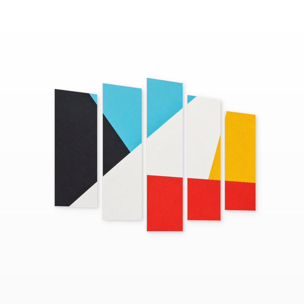 Colorful Abstract Geometric Background with Dramatic Contrast — five-panel wall art on white background in perspective | 5wallart 54566 M1