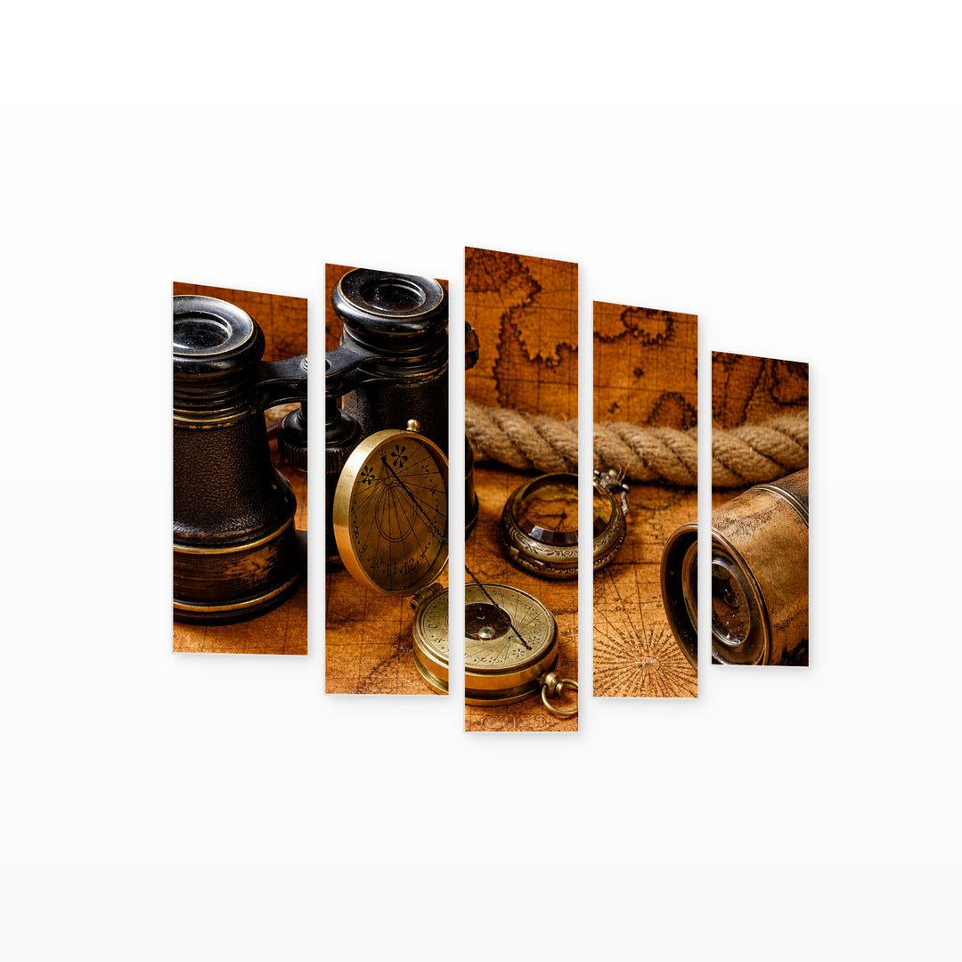Vintage Still Life in Serene Light — five-panel wall art on white background in perspective | 5wallart 54572 M1