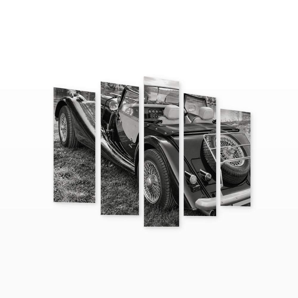 Retro Car with Dreamlike Atmosphere — five-panel wall art on white background in perspective | 5wallart 54573 M1
