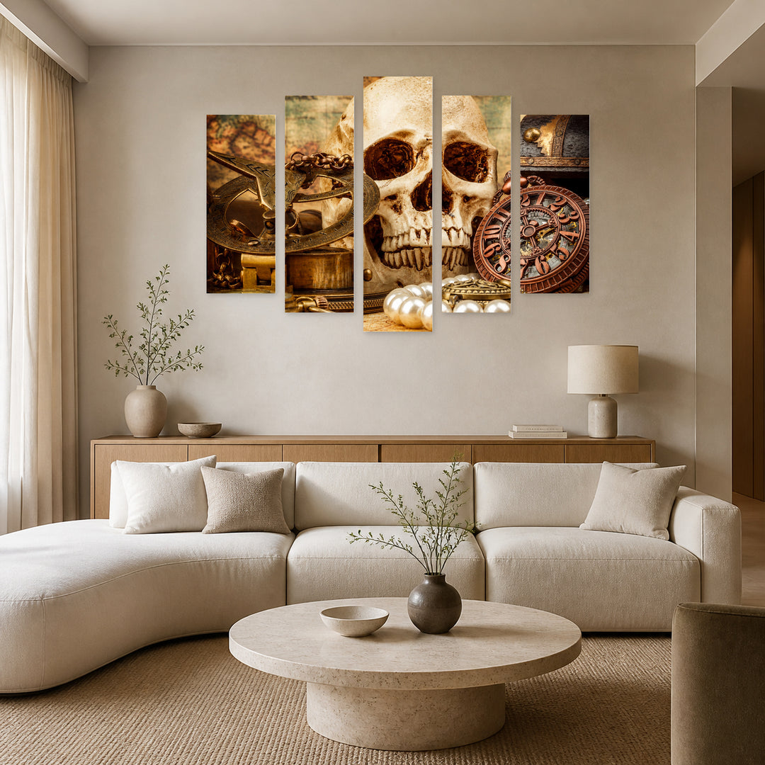 Vintage Grunge Still Life Vintage Study — five-panel wall art in alternate frontal interior | 5wallart 54582 M4