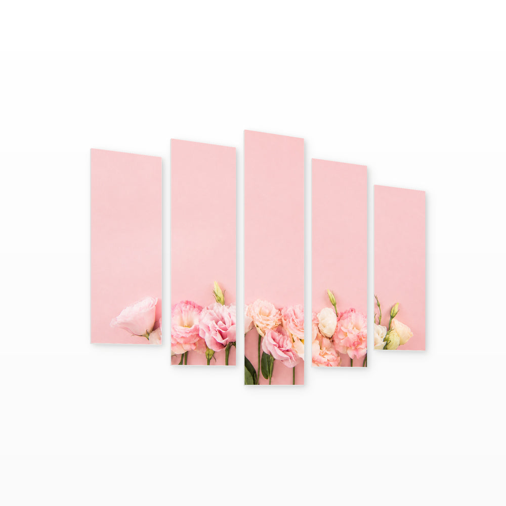 Blooming Flowers in Vivid Color — five-panel wall art on white background in perspective | 5wallart 54610 M1