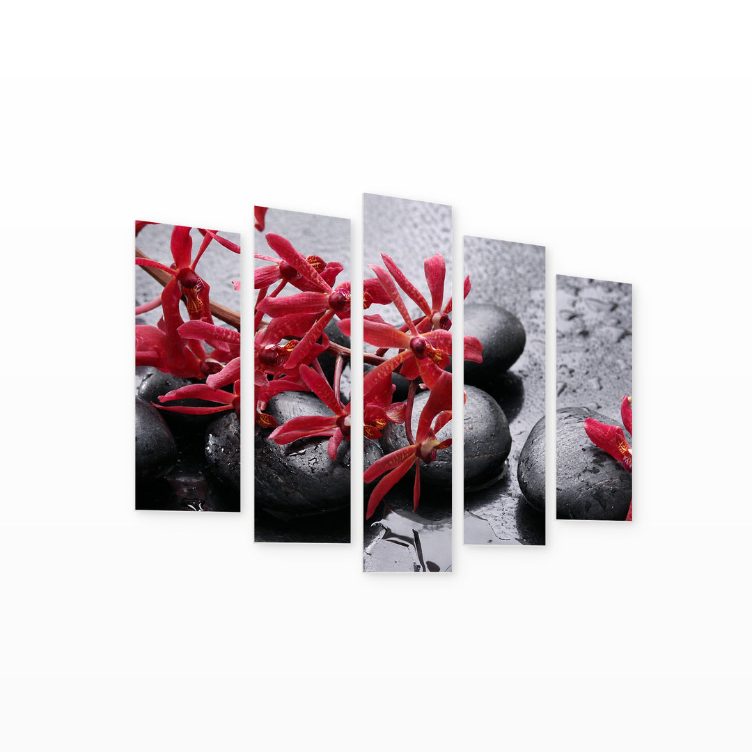 Spa Still Life with Geometric Rhythm — five-panel wall art on white background in perspective | 5wallart 54752 M1