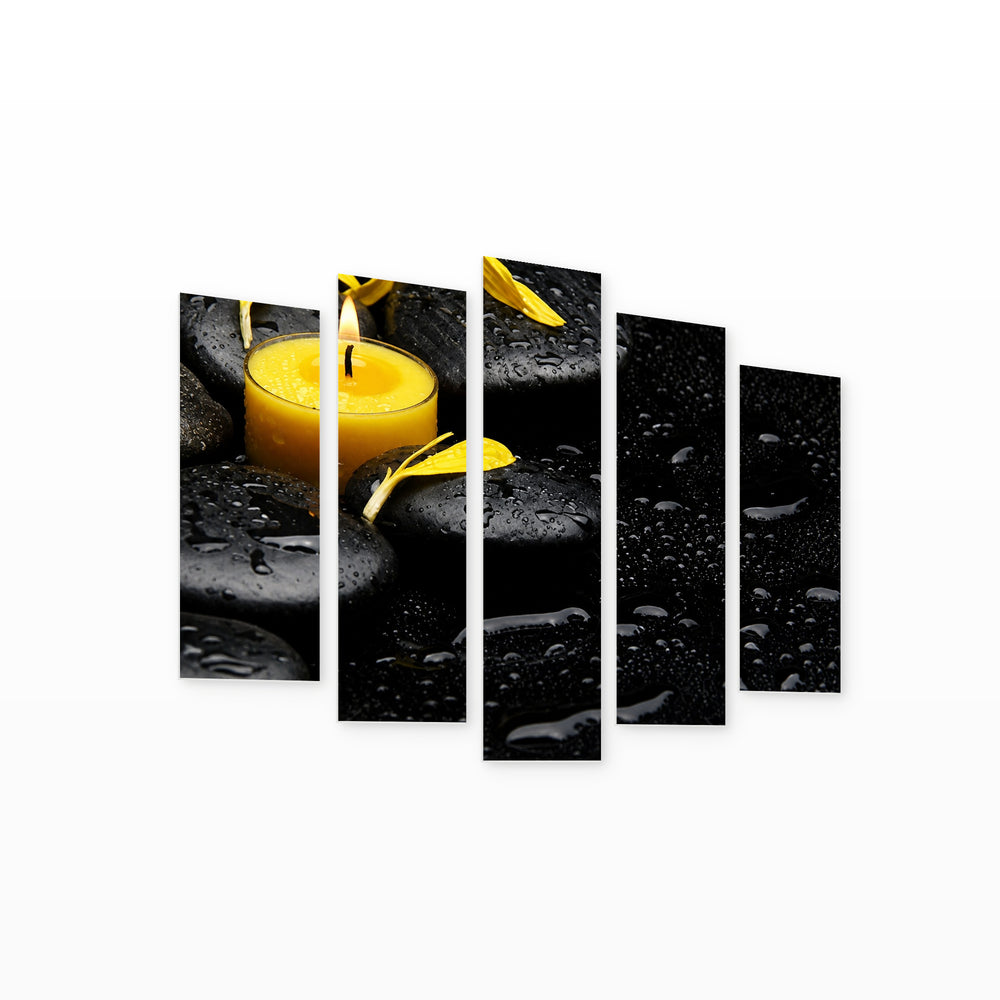 Spa Concept with Geometric Rhythm III — five-panel wall art on white background in perspective | 5wallart 54754 M1