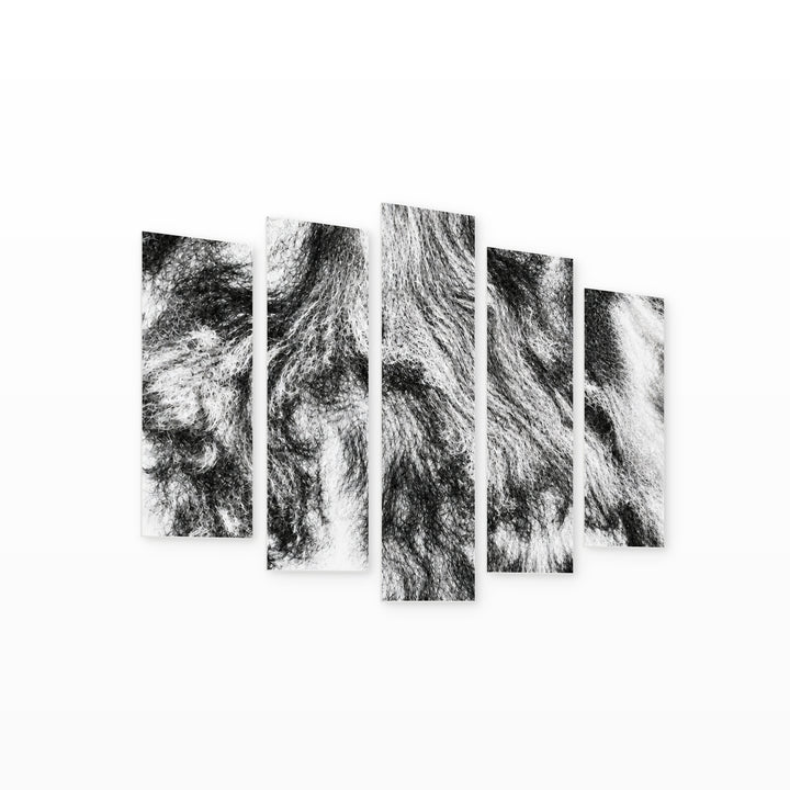 Monochrome Texture in Serene Light — five-panel wall art on white background in perspective | 5wallart 54795 M1