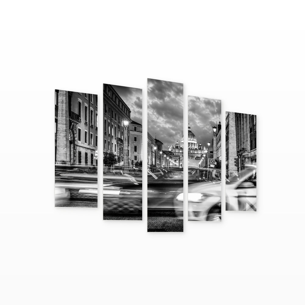 St. Peter's Basilica in Serene Light — five-panel wall art on white background in perspective | 5wallart 54797 M1