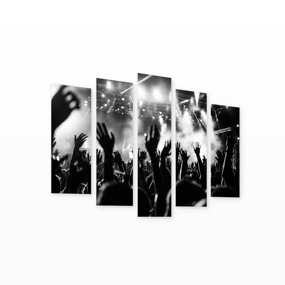 Party at Night — five-panel wall art on white background in perspective | 5wallart 54800 M1